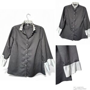 Pearly Vine Scarlett ribbon trim button up